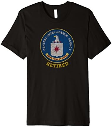 Mens CENTRAL INTELLIGENCE AGENCY CIA RETIRED DISTRESSED T-SHIRT Medium Black