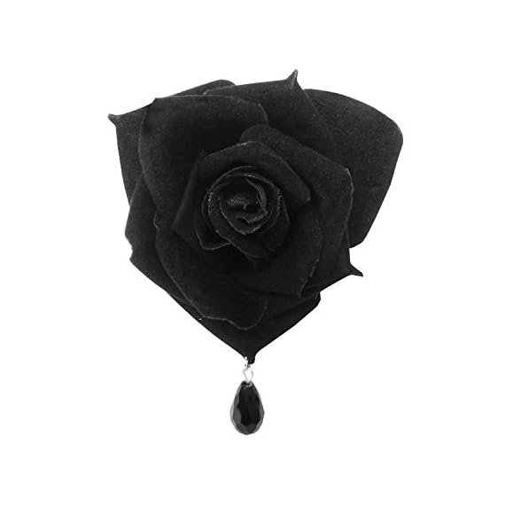 RareLove-Gothic-Prom-Black-Rose-Flower-Rhinestone-Brooch-Pin-and-Hair-Clips