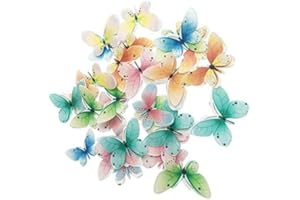 KOOTIPS Set of 30 Edible Butterfly Cupcake Toppers Wedding Cake Birthday Party Food Decoration Mixed Size & Colour