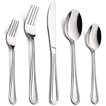 60-Piece Silverware Set, HaWare Stainless Steel Flatware Cutlery Set, For Home/Hotel/Restaurant, Service for 12, Modern Elegant Design, Mirror Polished, Dishwasher Safe
