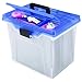 STAPLES 757451 Portable File Box Letter Size Clear w/Blue Lid (110990)