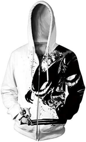3D Zipper Hoodies Men Long-sleeves O-neck Loose Demon 3D Print Outwear Plus Size 5XL Hooded Jacket XXL