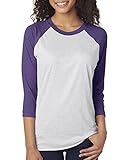 Next Level Unisex 3/4-Sleeve Raglan T-Shirt, Purple