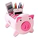 Pacii Creative Pigs Plastic Office Desktop Stationery Pencil Holder Makeup Pen holder Cell Phone Remote Control Storage Box Organizer As Christmas Birthday Gift Home Tool (Pink)