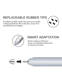 Lápiz capacitivo para Apple iPad, lápiz capacitivo recargable reemplazable punta fina de goma 0.079 in Styli para todos los Apple iPad iPhone iPad Pro iPhone X con 4 puntas de goma de punta fina reemplazables