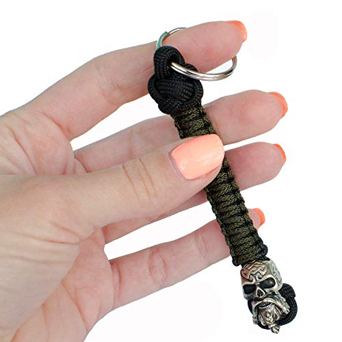 Handmade Paracord Lanyard Keychain - Celtic Skull - Custom EDC Lanyards for Knife - Unique Paracord Keychains for Men