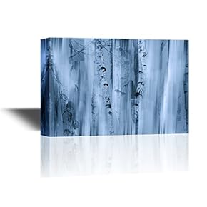 Abstract Landscape Artwork with Birch Trees in Mist
