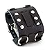 United Watchbands Wide Black Leather Tri Clasp Cuff Wrist Watch Band Rock Bracelet Cuff Cool