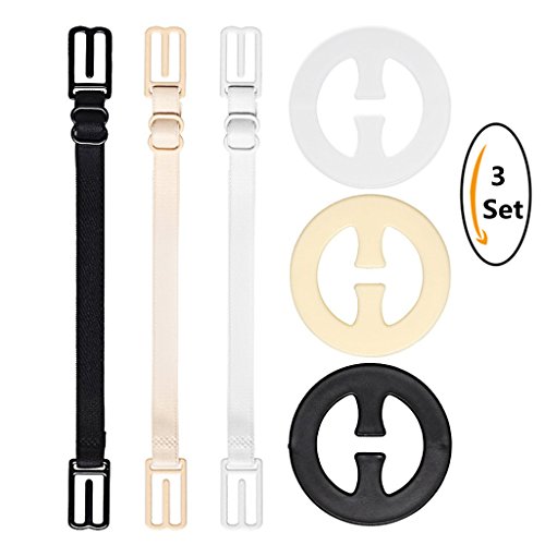 SUMAJU Bra Straps Clips Set, 3Pcs Bra Straps and 3 Pack Racerback Bra Clips for Straps Women Full Cup Size