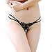 Ellen Women Sexy Lingerie Open Crotch Thong G-Strings with Pearl Massage Pearl G-Strings Sexy Panties Underwear for Women Black/Red/Pink/White