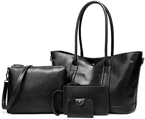 ELIMPAUL Women Purse Vintage stylish Handbags Synthetic Leather Top hands bag Shoulder Bags 4pcs Tote Bag