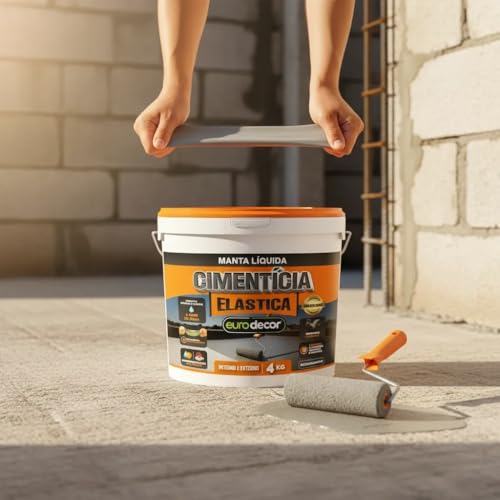 Cimento Elástico Eurodecor 4kg - Impermeabilizante Elástico para Lajes, Piscinas e Caixas D'água - Manta Líquida Cimentícia Bicomponente Anti-Infiltração e Alto Rendimento
