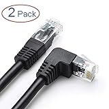 Bxton CAT6 Ethernet Cable 3 Feet - 2pack Black - Downward Angled with 50U Gold Plated Contact