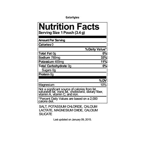 GATORADE ENDURANCE GATORLYTES, 0.12 OUNCES (PACK OF 20)