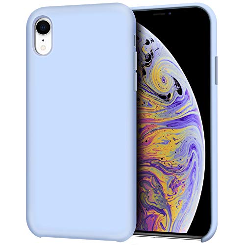 Anuck iPhone XR Case, Anti-Slip Liquid Silicone Gel Rubber Bumper Case with Soft Microfiber Lining Cushion Slim Hard Shell Shockproof Protective Case Cover for Apple iPhone XR 6.1" 2018 - Light Blue