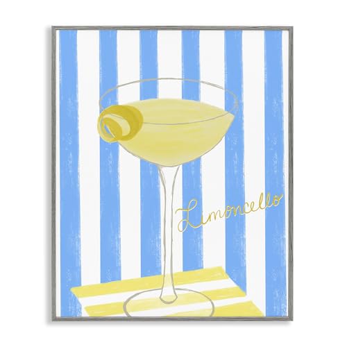 Limoncello Citrus Cocktail Striped, 24 x 30 Inch Framed Giclée Print