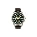 Seiko #SNAF09 Men's Leather Band Green Dial Alarm Chronograph Watch