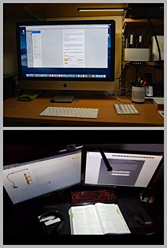 USB LED Desk Clip Light - 10W Bright Book Light Clip on for Bed Night Reading,Steel Gusseneck Clip Lamp for Work/Music/Art Studio with 3 Lighting Modes 10-Level Dimmer Light,Adapter Included (Black)