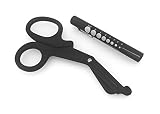 Tactical Black - Set of 2 pcs Black EMT First Responder 7.5" Shears + Black Pen Light - Ideal for All Types of Emergency