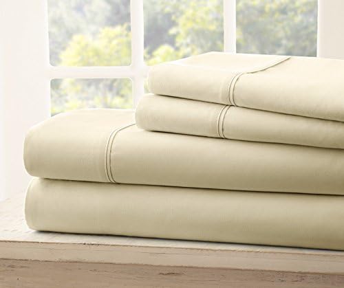 King Size Pillow Case Set of 2 Royal Collection 1800 Thread Count Bamboo Quality Wrinkle &amp; Shrinkage Free (Tan/ Cream, King Pillow Case)