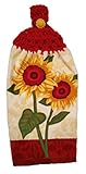 Cherry Red Crochet Topped Sunflowers Theme Kitchen Towel