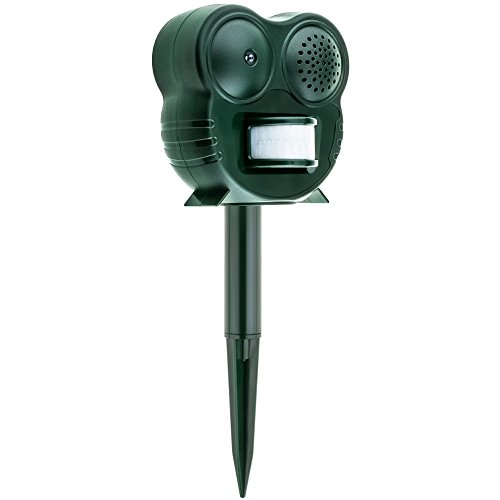 Anpro Humane Animal Repellent with Motion Activated LED Light and Ultra