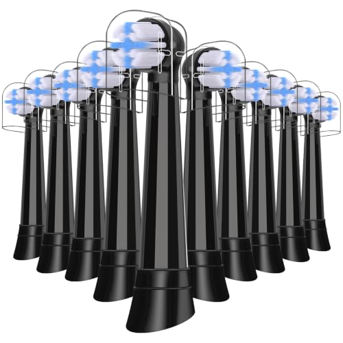 Pack of 10 IO Replacement Toothbrush Heads Compatible with Oral B iO 2/3/4/5/6/7/8/9/10 Series Toothbrush Electric Brush Head with Hygienic Lid Compatible with Oral B iO (Black)