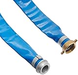 Apache 98138015 1-1/2" x 50' Blue PVC Lay-Flat Discharge Hose with Aluminum Pin Lug Fittings