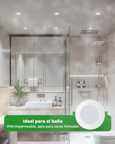 HOMEOW 12 x Recessed LED Spotlights for Plasterboard, 220 V 7 W 6000 K Cool Light Spotlights for Recessed Interior LED Spotlights, IP44 Spotlight for Bathroom, Diameter 118 mm, Hole Diameter 95-110 mm