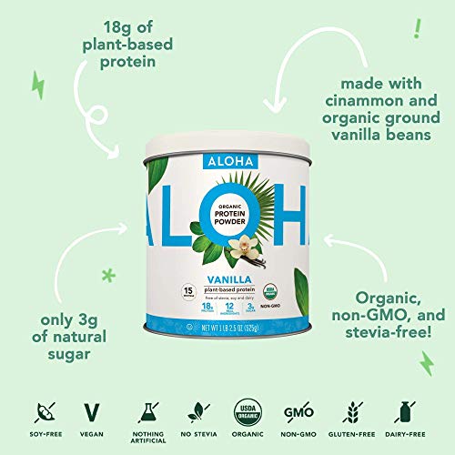 ALOHA Organic PlantBased Protein Powder NOSTEVIA Vanilla Keto
