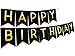 Happy Birthday Party Decorations Bunting Banner With Set Of 6 Gold Silver Black Tissue Pom Pom Ball