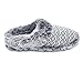ofoot Womens Comfortable House Bedroom Slippers Soft Knit Fleece Fur Lined Non Slip Rubber Sole Indoor Outdoor (White/Gray, US 11-12)