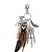 SZTARA Boho Dream Catcher Keyring Fashion Natural Turquoise Charming Silver Feather Plane Leaf Keychain Women Bohemian Jewelry, Brown, One Size