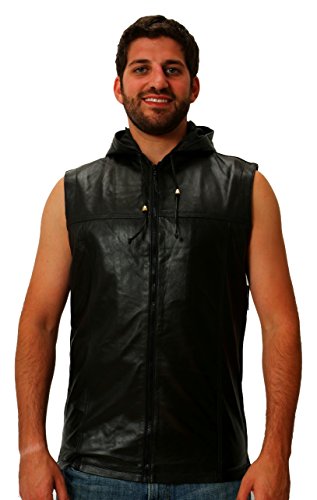 Leather Hooded Sleeveless Vest