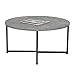 Household Essentials Jamestown Round Coffee Table Rustic Slate Concrete and Black Metal