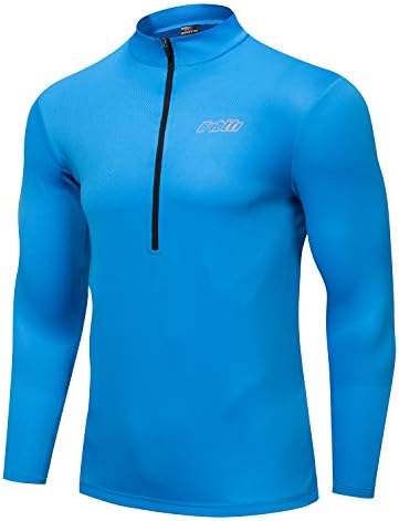bpbtti Men's Cycling Jersey Long Sleeve MTB Bike Biking Shirts with Half Front Zipper & 3-Rear Pockets