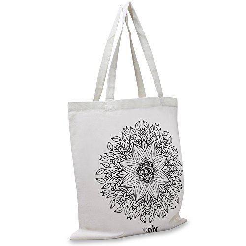 3DIY Emma Canvas Tote Bag, Eco-Friendly For Maximum Durability, Tear Resistant, Stylish Mandala Prints, Soft And Comfortable, Reusable Natural Hippie Boho Shoulder Shopping Bag