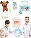 Pretend Medical Kit - Doctor Kit for Kids with Lab Coat - Dentist Kit and Veterinarian Kit for Kids with Teeth Set and Dog patients - Doctor, Nurse, Dentist or Veterinarian