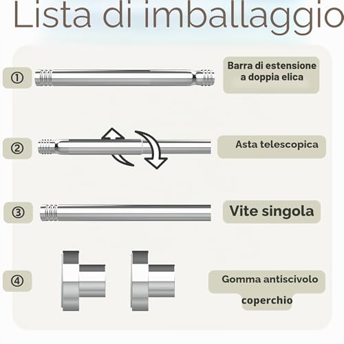 Pressure Curtain Rod Extendable Curtain Rod for Curtain without Drilling Suitable for Bathroom Shower Room Curtains, Length 85 - 160 cm, Diameter 25 mm, Silver