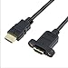 Bluwee HDMI Extension Cable High Speed HDMI Male to Female Extension Wire Cord HDMI Extender w/Screw Nut for Panel Mount - Gold Plated Plugs, Black (1FT)