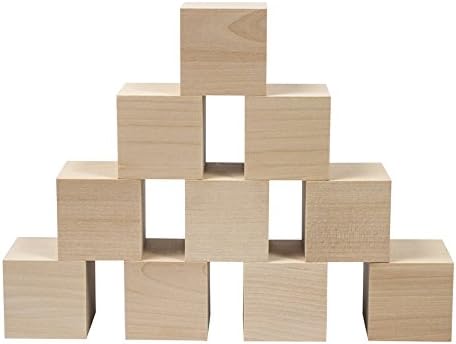 Wooden Cubes - 2 Inch - Wood Square Blocks for Photo Blocks, Crafts & DIY Projects (2") - 10 Pieces by itos365