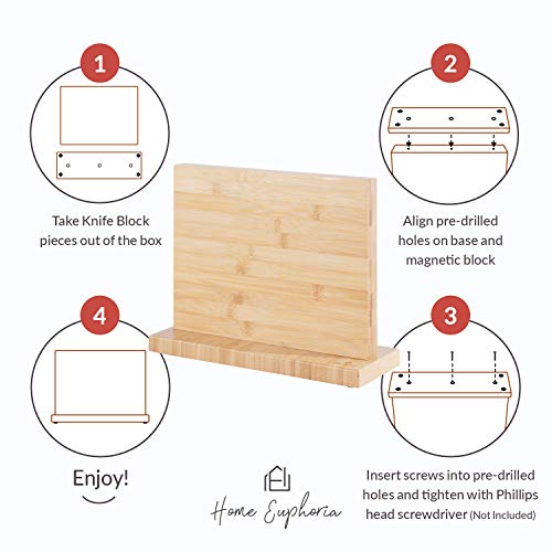 Home Euphoria Magnetic Knife Holder with Powerful, Heavy-Duty, Double-Sided Magnets. Durable Bamboo Knife Organizer, Holder, or Cutlery Display. Perfect Solution for Knife Storage and Organization - Thumbnail 5