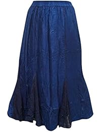 Womens Skirt Sexy Gypsy Boho Navy Blue Embroidered Long Skirts S/M