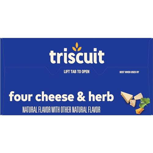 TRISCUIT FOUR CHEESE & HERB WHOLE GRAIN WHEAT CRACKERS, LUNCH SNACKS, SNACK CRACKERS, 8.5 OZ