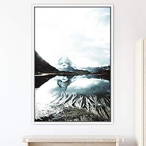 signwin Framed Canvas Wall Art Mountain Lake View...