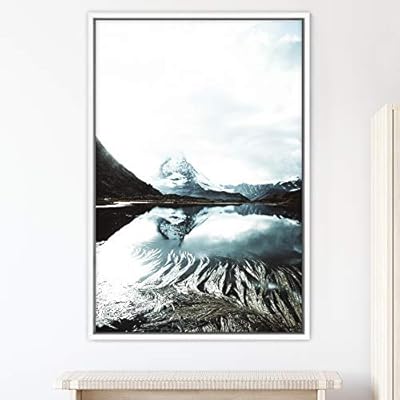 signwin Framed Canvas Wall Art Mountain Lake View...