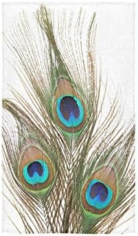 Custom Natural Peacock Tail Feathers with Eyes Hand Towel Bath Towels For Bathroom,Outdoor and Travel Use 16" x 28" Inche