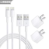 iPhone Charger, Lightning Cable with Travel Adapter Wall Charger, iPhone Charger Wire Data Sync Charging Cord Compatible with iPhone X/8 Plus/7 Plus/6S/6 Plus/6S Plus/5/5S/5C/XS/XR/XS Max [2-Pack]