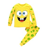 Rling Kids Spongebob Squarepants Pants Pajamas Cotton Toddler PJS (Yellow, 5t)
