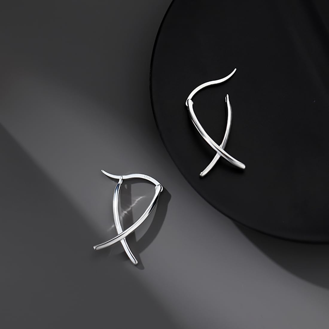 SLUYNZ 925 Sterling Silver X Hoop Earrings for Women Teens Minimalist Hoop Earrings Huggie